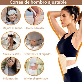 5Pcs Paquete Aceite Ricino Orgánico Reutilizable, Kit de Paquete de Aceite de Ricino, con Correa Elástica Ajustable, para Desintoxicación Hepática, Ay