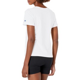Champion womens Classic Tee, Script Logo T Shirt, White-y08113, Large US