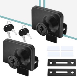 TOVOT Glass Cabinet Locks with Same Keys Double Opening Glass-Door Locks for Display Cabinet Showcase (2, Black)