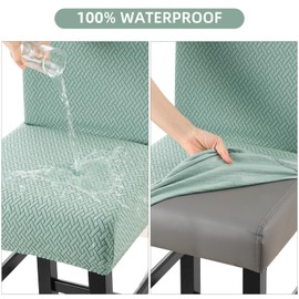 YISUN Waterproof Bar Stool Covers, Stretch Bar Stool Cover with Backrest, Removable Washable Chair Covers, Bar Stool Covers for Short Swivel Chair, Dining Room Chair, Bar Stools (2, Matcha Green)