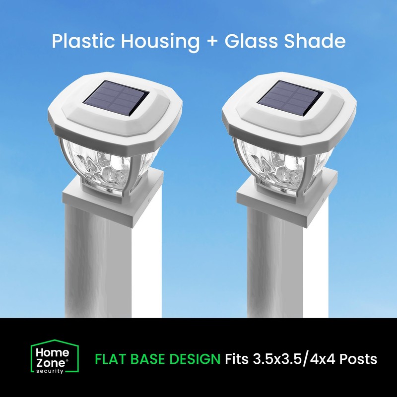 Home Zone Security Solar Post Cap Lights - Decorative Glass
