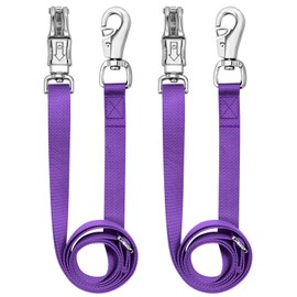 MIYABALA Cross Ties for Horse,Heavy Duty Nylon Horse Trailer Tie with Strong Panic Snap and Bull Snap,Adjustable Length from 45.2" to 78.7",Professional Horse Supplies（Purple）
