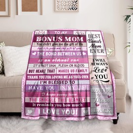 AICLIV Gifts for Bonus Mom from Daughter Son, Birthday Gifts for Bonus Mom, Stepmom Gifts from Kids, Bonus Mom Gifts for Christmas Wedding Mothers Day, Bonus Mom Gifts Blanket 60"X 50"