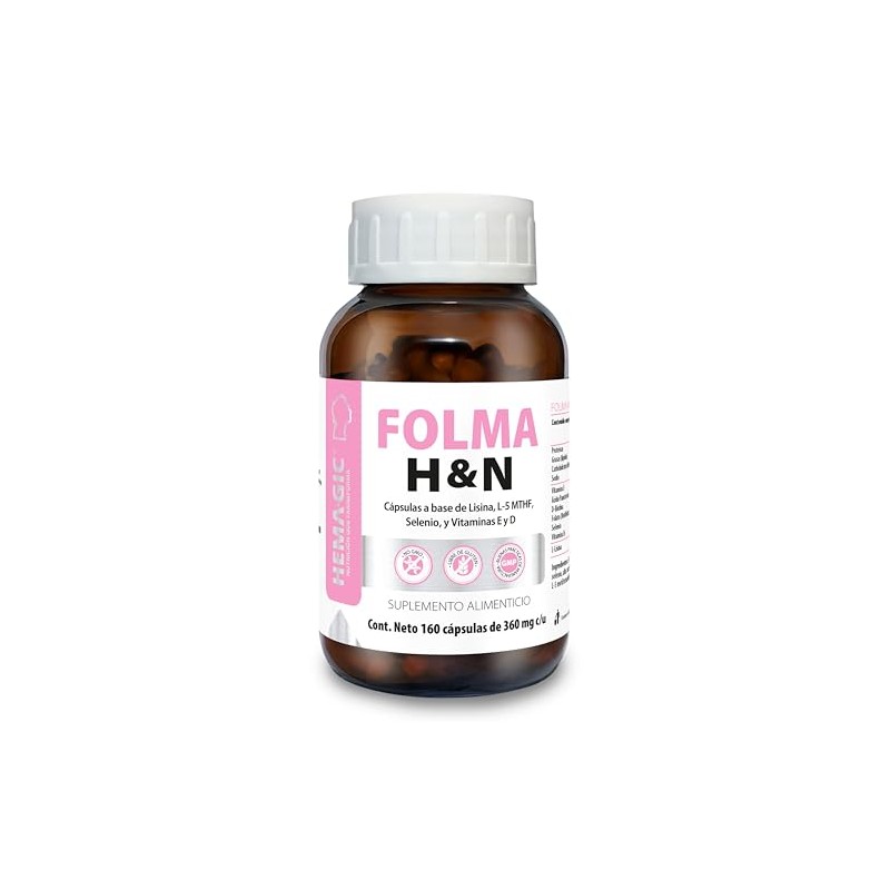 Folma Lisina Biotina Selenio Vitaminas Folato Suplemento Alimenticio 160 Cápsulas