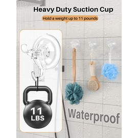 AENTGIU 15 Pack Clear Suction Cup Hooks with Adhesive Suction Tab, Heavy Duty Shower Hooks Hold up to 11LB, Removable Strong Wreath Hanger with Hooks Hanging On Glass, Windows, Doors, Mirrors，Wood.