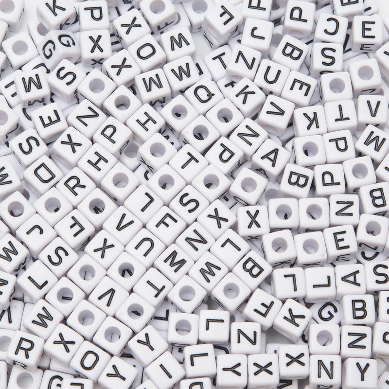 Baiinjiene 300pcs Large Square Letter Beads Acrylic A-Z Big Cube