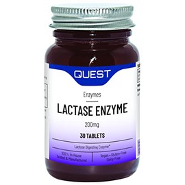 Quest Lactase Enzyme 200mg Lactose Intolerance Relief. 2000 ALU Fast Relief Dairy Enzymes Digestive Supplement to Prevent Gas, Bloating & Diarrhoea. Dairy, Gluten Free & Vegan (2 Pack x 30 Tablets)