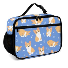 Muishi Cute Corgi Reusable Lunch Box Insulated Lunch Bag Cooler Bag Lunchbox Meal Food Container Tote Bag for Women Kids Girls Boy School Camping Hiking Picnic Beach Travel