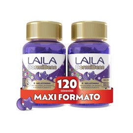 Laila DormiBene Integratore alimentare per il sonno a base di Herbal 5 Complex e Melatonina per favorire un rapido addormentamento. Confezione da 120 pastiglie gommose. Senza zuccheri