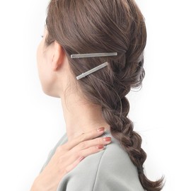 VINGTAINE Metal Line Hair Clips, Set of 2, Beak Clips, Ducker Clips, Hair Accessories, Simple, H-786-S-S, Silver Color
