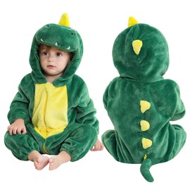 COOKY.D Unisex Flannel Baby Animal Romper Boys Girls Infant Bodysuit Toddler Outfits,Green 6-12 Months
