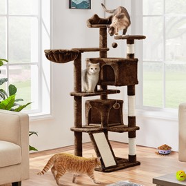 Topeakmart 57in Height Cat Tree Condo Multi-Level Kitten Tower Cat House Furniture