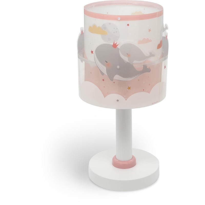 Dalber Children's Table Lamp, Bedside Lamp, Whale Dreams Whale, Pink