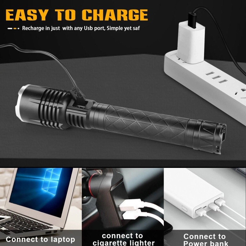 Garberiel 9000000 Lm XHP120 LED Flashlight Super Bright Rechargeable Powerful