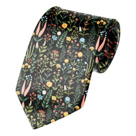 WOAIDY Men's Novelty Wildflower Necktie, Business Tie for Weddings Parties, Father's Day Gift for Dad Husband