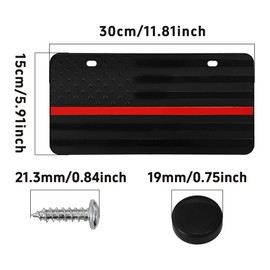 Runseaway 6 x 12 Inch American Flag License Plate, Vintage Aluminum Alloy 3D Embossed Tag, Custom Patriotic Vanity Plate, Thin Red Line Front Flag License Plate for Cars and Trucks