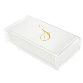 REBECCA LUXURIOUS Acrylic Guest Towel Napkin Holder, Hand Towel Tray, Bar Napkin Holder, Bathroom- Closet Organizer, Clear Vanity Storage for Shelf, Counter, Store Makeup, Cosmetics, Toiletries, 9"x5"