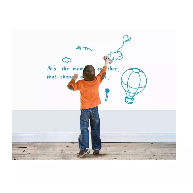 TechMel Pizarron Blanco Vinil Plumin Adherible 200cm X 45cm Lavable