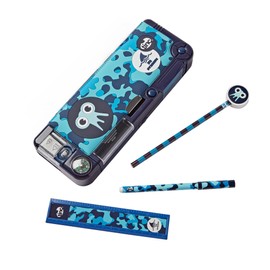 Tinc Pop-Out Compartment School Pencil Case - Blue - Includes Pencil with Eraser Topper, Ballpoint Pen & 15cm Ruler - Secret Compartments with Push Button, One Size (SNPCCAMT)