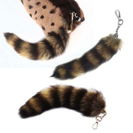MinnowXY Cute -Racoon Tail Keychain Pendant Key-Chain Bags Charm Keys-Holder Couple Keyrings for Backpack Car Decoration Gold