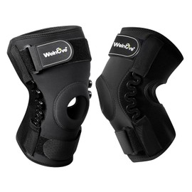 Welnove Knee Brace with Side Stabilizers, Knee Brace Support, Adjustable Compression for Meniscus Tear, Arthritis, ACL, MCL, Ideal for Running, Working Out, and Sports - Large size