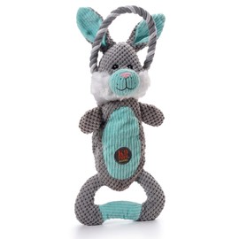 Charming Pet Scrunch Bunch Bunny Interactive Plush Squeaky Dog Tug Toy
