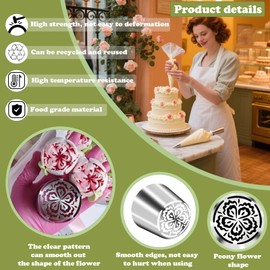 FANTEXY - Juego de puntas rusas extra grandes, puntas rusas para decoración de pasteles, boquillas de glaseado de flores, consejos de glaseado para decoración de pasteles, flores de glaseado para