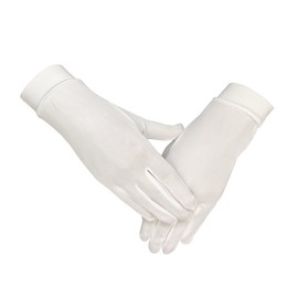 LSHARON 100% Mulberry Silk Gloves Thermal Liner Gloves Inner Ski Bike Cycle Gloves (Medium, White)