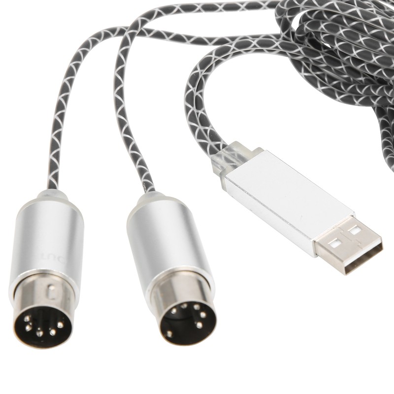 70.9in MIDI Cable to USB IN-OUT Converter Cable with Indicator