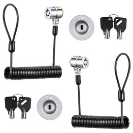 I3C Laptop Cable Lock Retractable Hardware Security Cable Lock with Anchor Plate Compatible with Laptop, Smart Phone, Tablet, and Other Electronic Products (Silver 2pack)