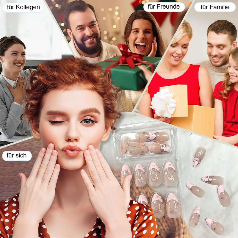 Virellay Almond Fake Nails, Artificial Fingernails, Press On Nails Almond