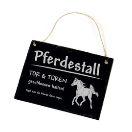 Horse Slate Sign Engraved - Horse Stable Gate & Doors Closed - Stable Sign Door Sign 22 x 16 cm | Dekolando