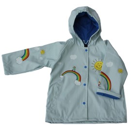 Foxfire for Kids Light Blue Rainbow Art Raincoat size 5