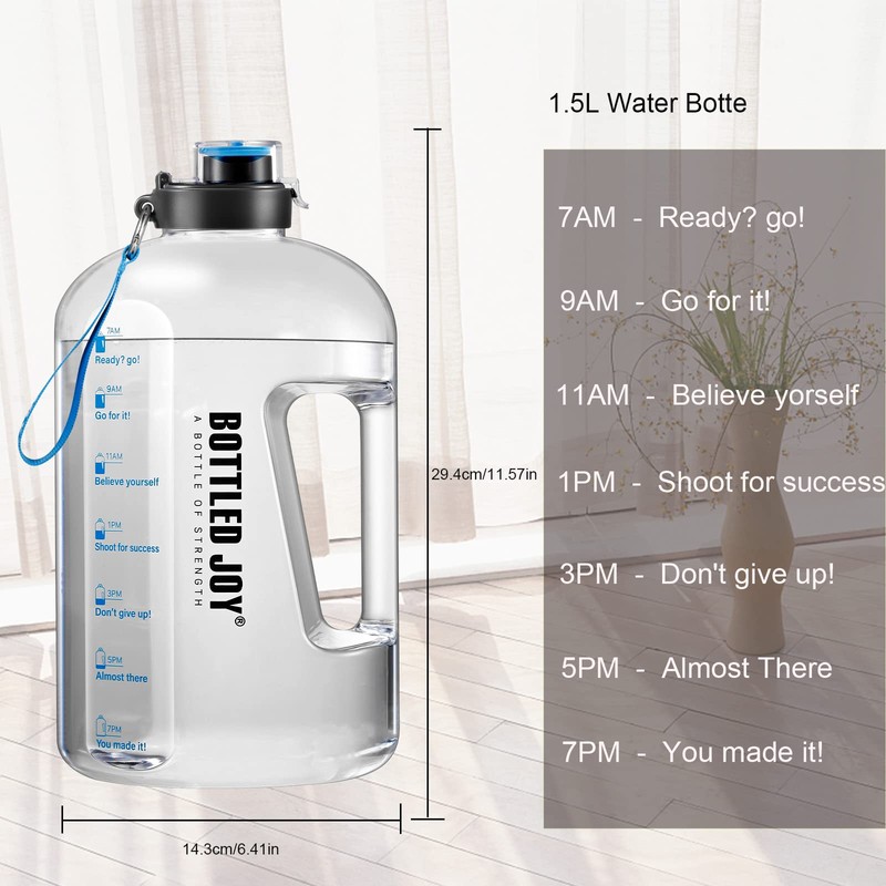 Ghonlzin Water Bottle, Sports Bottle with Time Marking Tracker, Bottle