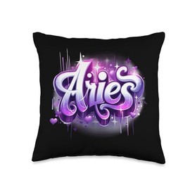 Pink & Purple Aries Zodiac Star Sign Throw Pillow