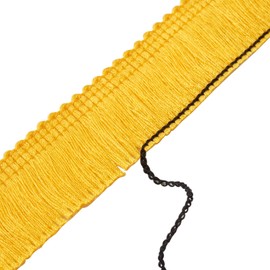 Beadthoven 25mm x 25m Gold Tassel Trim Fringe Trim Fiber Lace Trim Fringe Embroidered Ribbon for Sewing Wedding Latin Dresses Stage Clothing Decoration