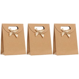 BEAGERUO Small Paper Gift Bags, Gift Wrap Bags with Handles, Birthday Party Favor Bags, Brown Kraft Paper Bags for Small Business, 6.3x4.7x2.3 inch (Brown, 1 Count (Pack of 15))