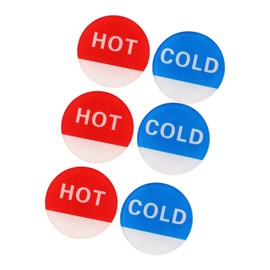 GLOKUUCA Self Stick Hot/Cold Water Label - 3 Pairs/6 Pack Child-Friendly Round Sticker Sign Fits for Faucet Sink - Self-Adhesive Acrylic Stickers - (Red/Blue)