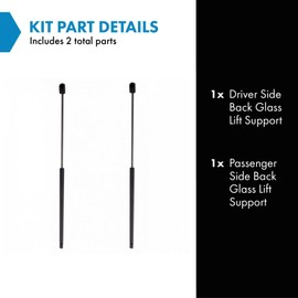 TRQ Rear Window Glass Lift Support Set Compatible with 02-09 Chevy Trailblazer GMC Envoy