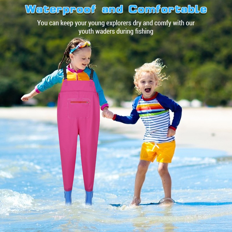 Child Chest Waders Waterproof Youth Fishing Waders with Boots for