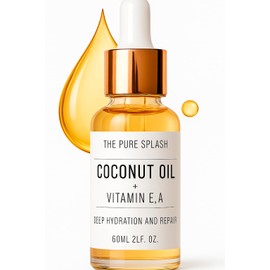 THE PURE SPLASH Coconut Oil with Vitamins E and A – Deep Hydration & Skin Nourishment | Lightweight, Non-Greasy Formula for Face, Body & Hair | 60ml (Pack of 2) (2)