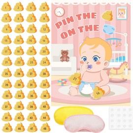 Baby Shower Party Game Pin The Sticker on The Diaper, Gender Reveal Games Pin The Tail Game Baby Diaper Themed Party Play, Birthday Party Supplies, Travel Trip Games Classroom Activities 48 Players