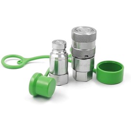 1/4" NPT Thread 1/4" Body Size ISO 16028 Flat Face Hydraulic Quick Disconnect Coupler Coupling Set with Dust Caps