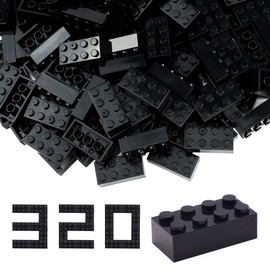 WYSWYG 320 Building Blocks, 2 x 4 Classic Bricks, High Quality, Compatible with Top Brands, Colourful, for Children & MOC Lovers, Black