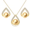 BAMIKI Golden Pearl Necklace and Earrings Set, Saltwater Cultured Pearl