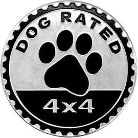 Black Dogs Badge Rated Car Emblem, 4 x 4 Metal Automotive Badge, 3D Metal Badges, Round Emblem Decals Badge Decals Stickers Compatible for Jeep Vehicles Trucks SUV Exterior Accessories