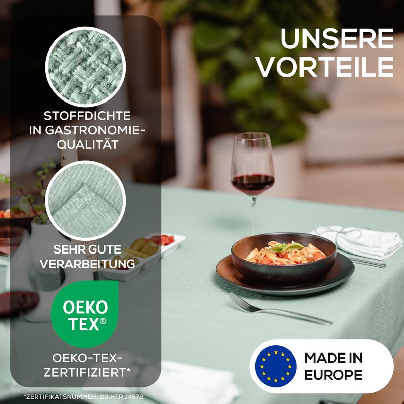 Elegant Tablecloth with Natural Linen Look, Lina Tablecloth and Table