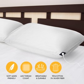 Earthing Grounding Pillowcase,Earthing Pillowcase with Conductive Silver Fiber,made from 95% cotton and 5% soft silver thread to fit a standard UK pillow,Regular Size,Grounding Features for Sleep