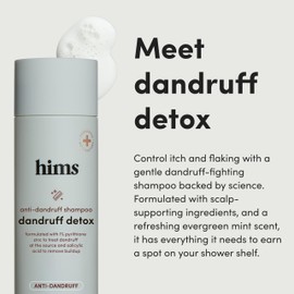 hims Dandruff Detox Shampoo - Pyrithione Zinc, Argan Oil, & Avocado Oil Formula - Dandruff Shampoo for Flaky & Itchy Scalp - Sulfate-Free, Paraben-Free - Evergreen Mint Scent - 6.4 Fl Oz, 2 Pack