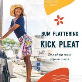 RipSkirt Hawaii Length 2 - Wrap Skirt for Women - Quick Dry Swim Cover-Up with Side Pocket - Lightweight for Beach, Travel and Casual Wear (Wildflower Watercolor, L 12-14)